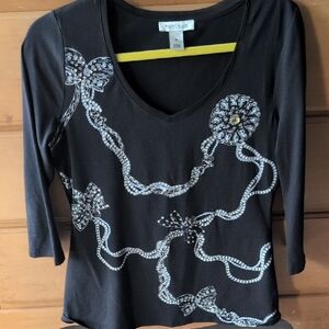 White House Black Market Black Long Sleeve Top